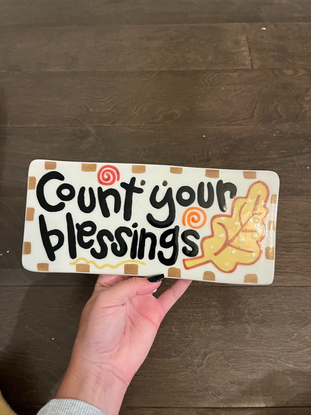 Count Your Blessings Decorative Sign - White, Black & Yellow coton colors